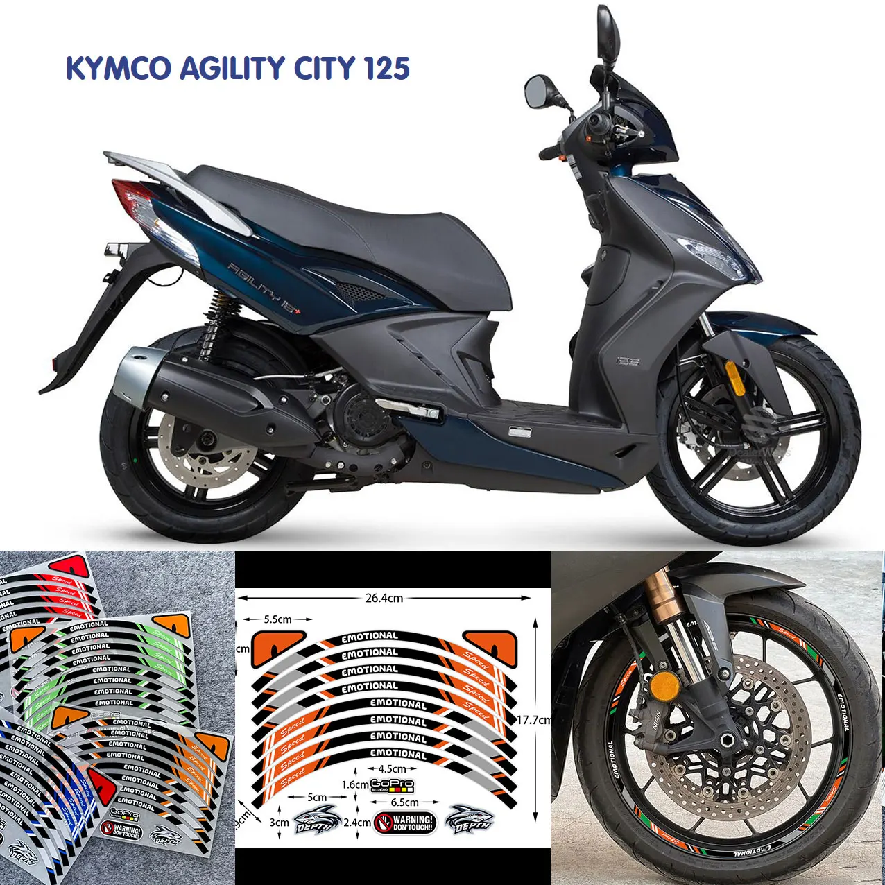 For KYMCO AGILITY CITY 125 Wheels Hub Strips Motorcycle Tire Stickers Reflective Rim Tape Motorbike Bicycle Decals Accessories