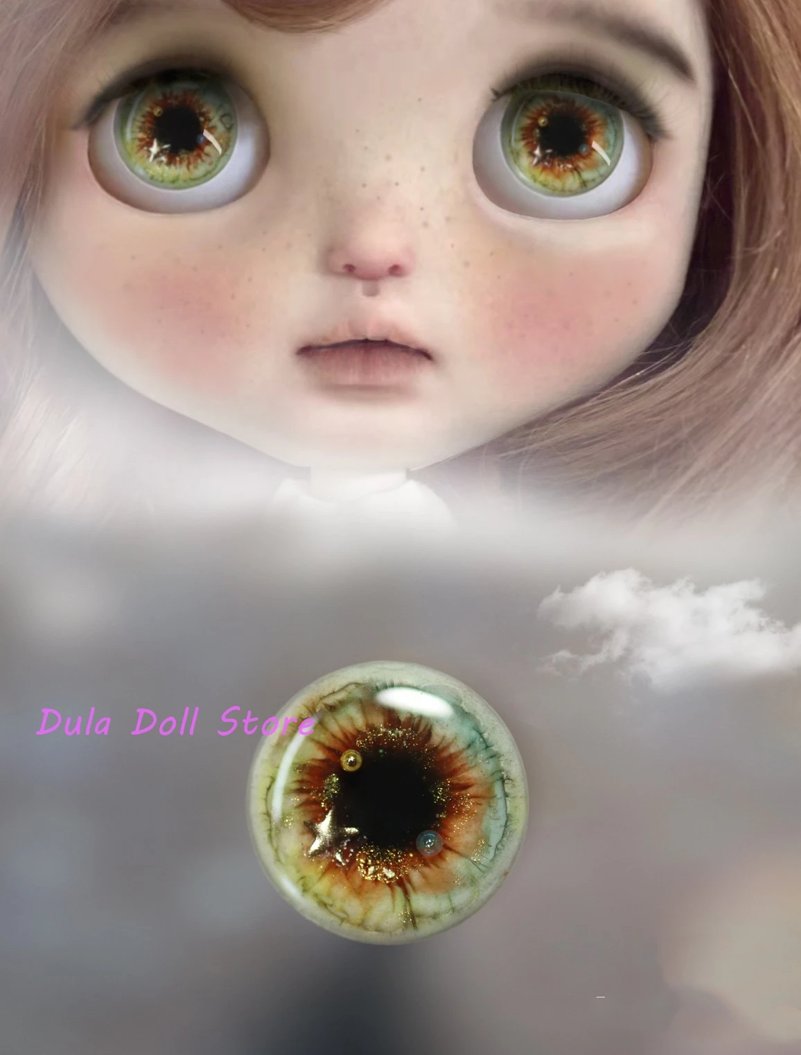 Dula Handmade Three-dimensional glue hand engraving diamond happy Eyepiece Eye Chips Blythe Bjd Doll Accessories