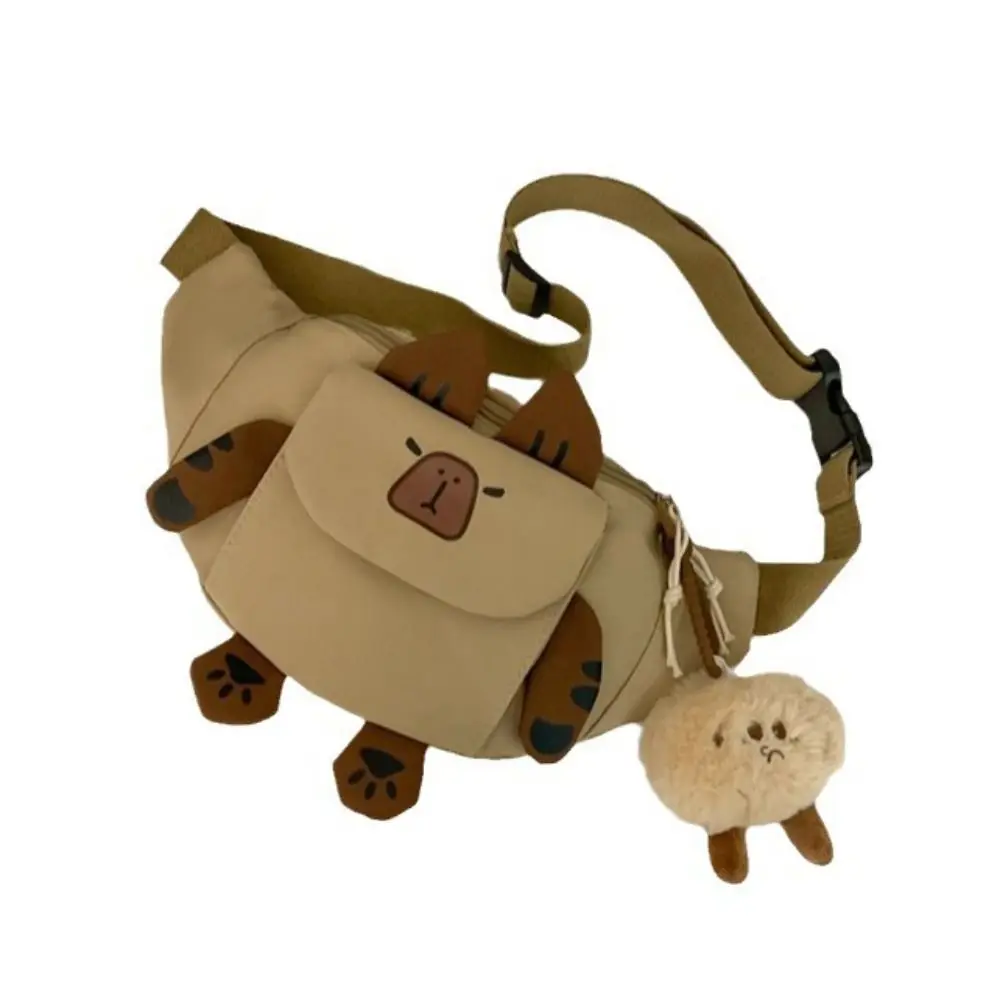 Simple Sling Bag Capybara Chest Bag PU Leather Phone Pack Kapibara Fanny Pack Crossbody Cute Capibara Waist Packs Sport Bag