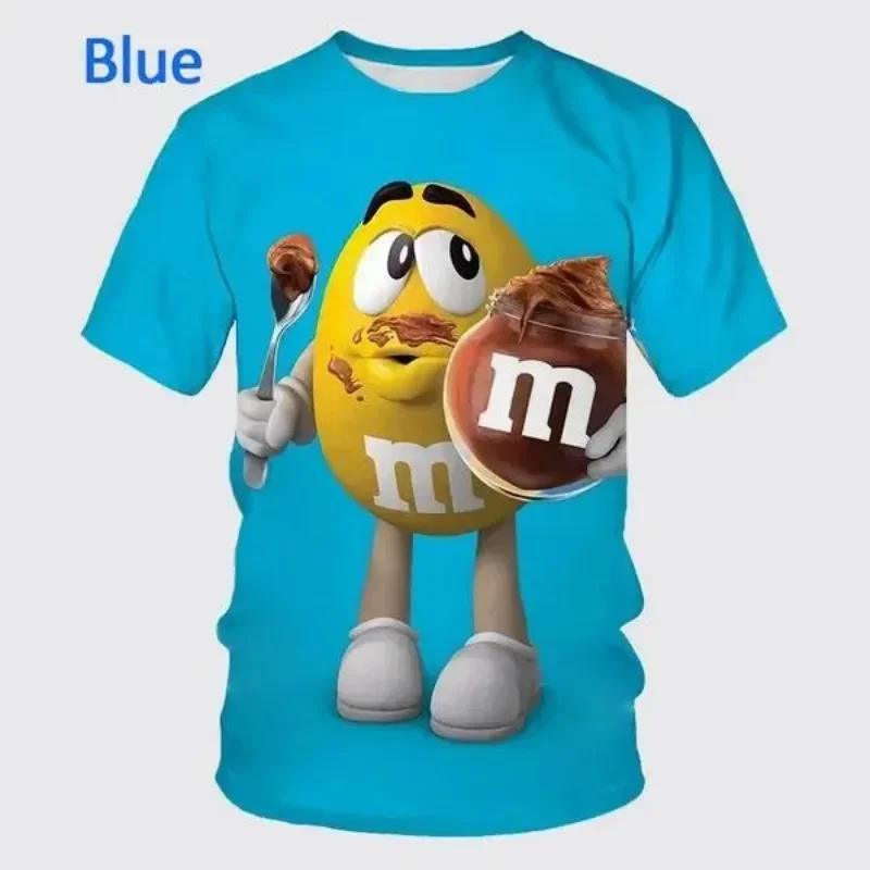 Funny M&M\'s Chocolate Bean T Shirt Fashion 3D Print Man Casual O Neck T-Shirt Funny Kid Short Sleeve Tops Tee Unisex Men Clothes