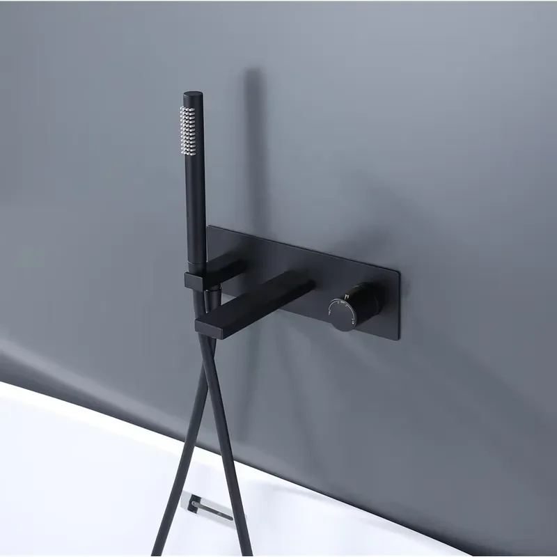 Popular Style Design in Wall Shower Set Concealed Brass Handle Matte Black Wall Mount Tub Faucet