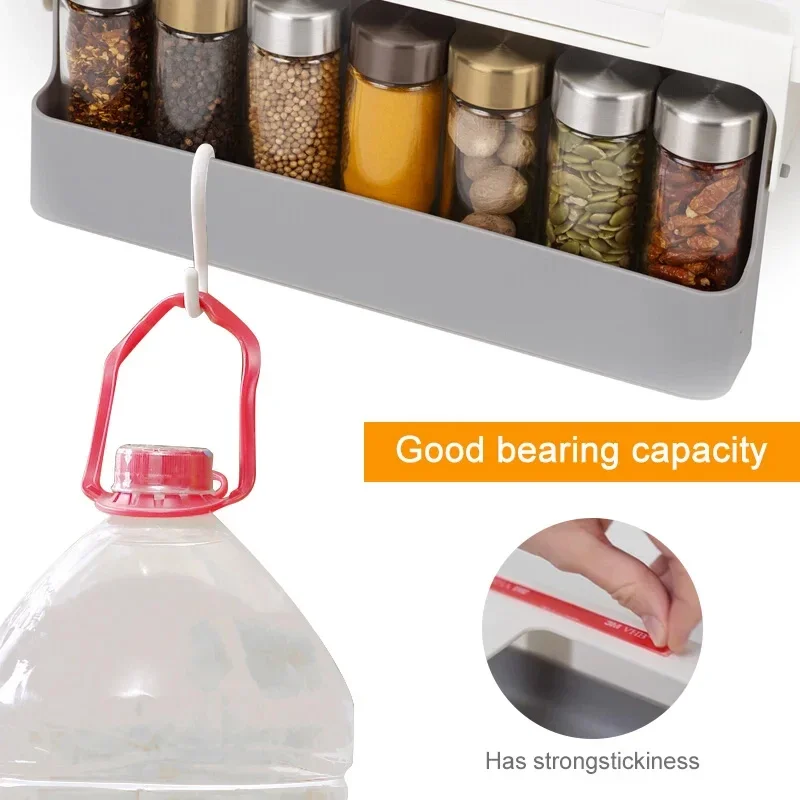 Kitchen Organizer Spice Rack Seasoning Holder Under-Shelf Drawer Hidden Spice Holder Spice Bottle Storage Kitchen Accessories