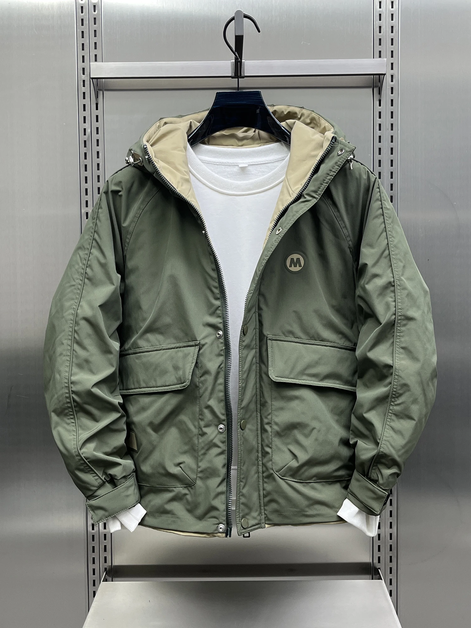 

Мужская повседневная хлопковая куртка на осень-зиму с капюшоном, легкая легкая молния с украшением, длинное све теплое модное пальто