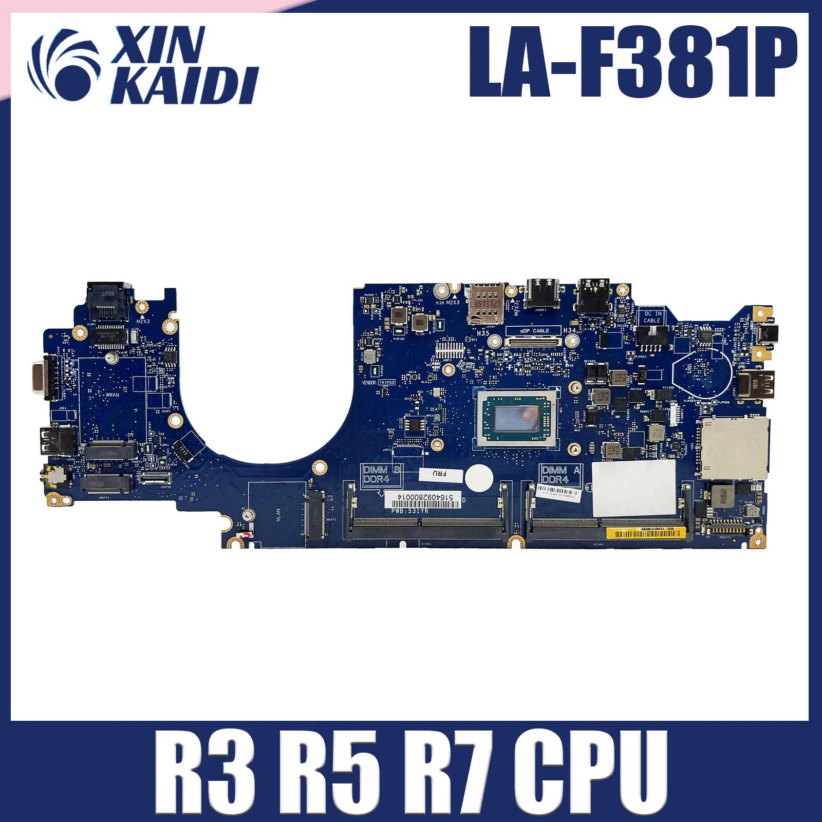 LA-F381P Laptop Motherboard For Dell Latitude 5495 YM230 YM250 07CT81 09GYDK 0WF17X 07TFN1 Mainboard CPU R3 R5 R7