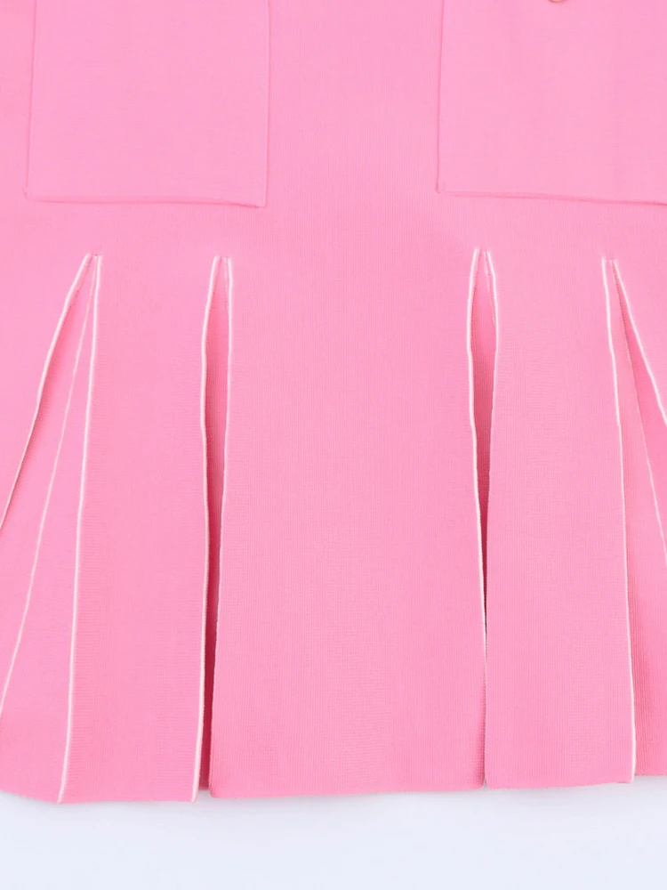 ヨーロッパとアメリカンスタイルの夏の新製品婦人服多用途ワイドプリーツニットノースリーブラウンドネックドレス