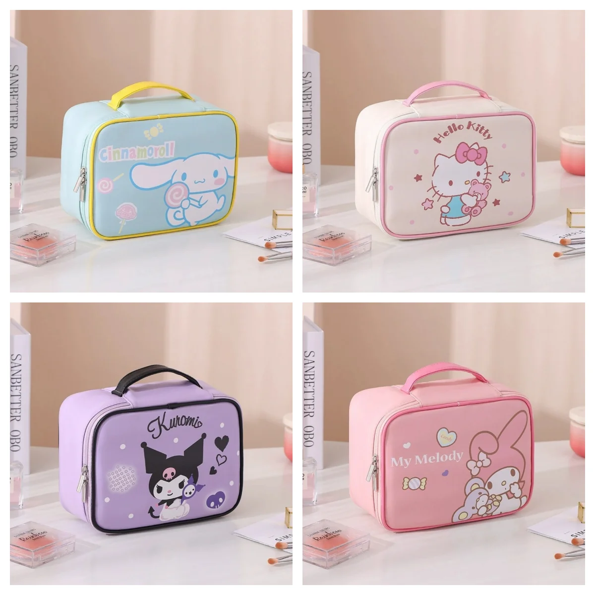 Detachable multifunctional Sanrio My Melody Hello Kitty makeup bag, waterproof, wear-resistant, large-capacity, portable storage