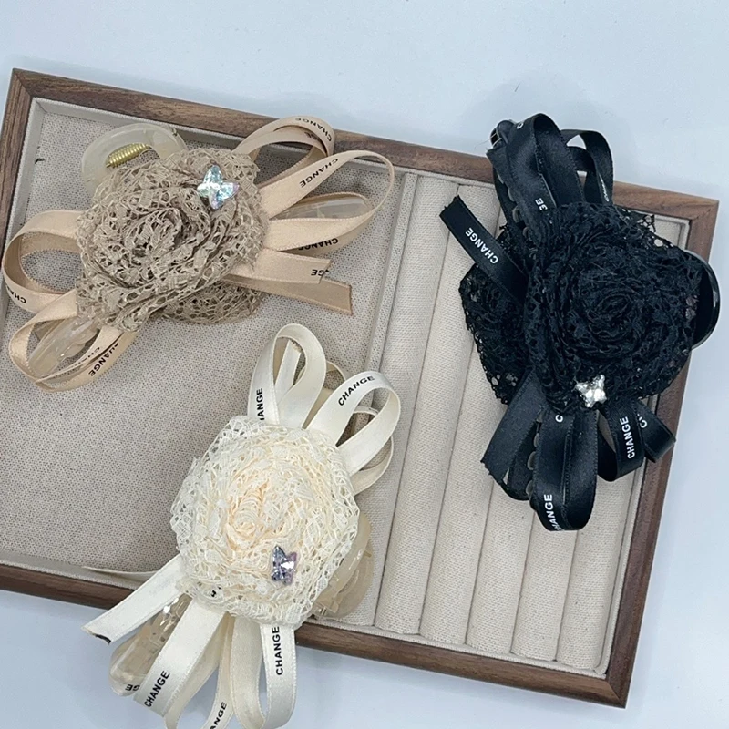 Jepit Rambut Bunga Renda Perancis Modis Aksesori Rambut Hiasan Kepala Jepit Rambut Hiu Kepala Belakang Wanita