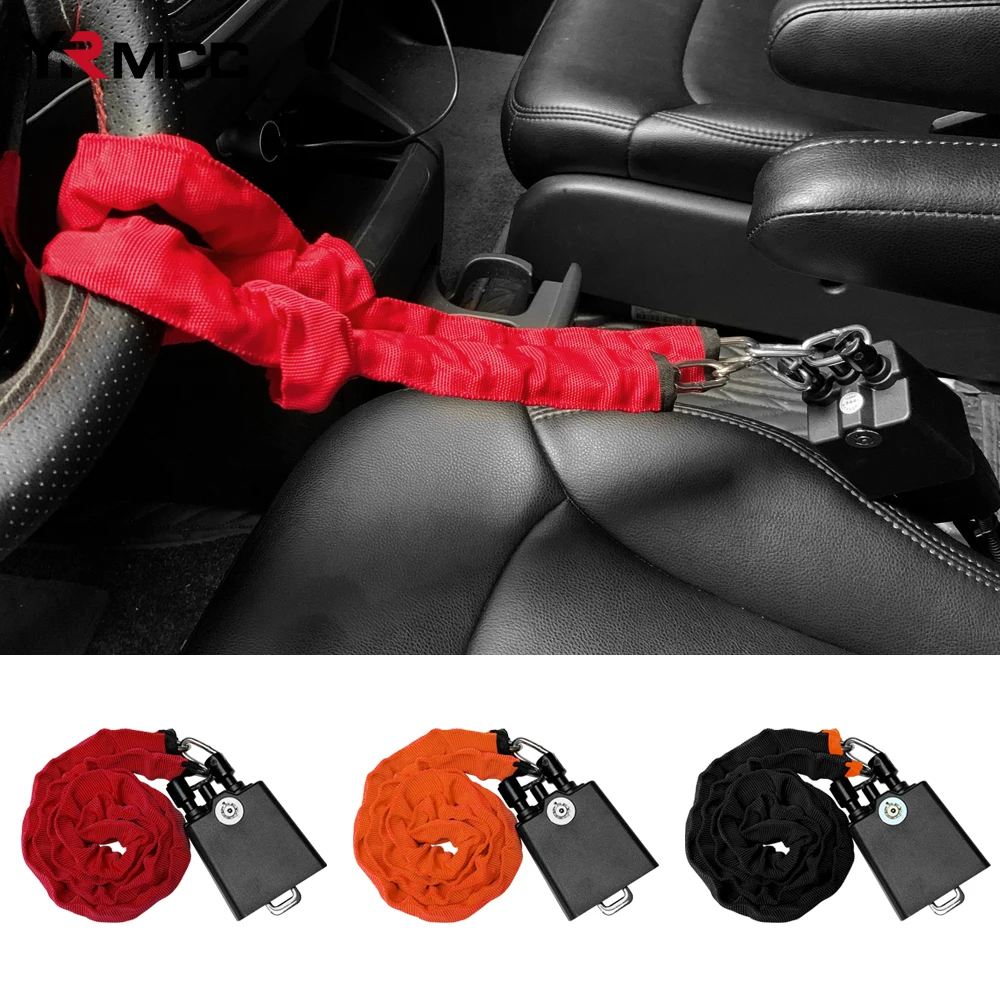 Car Steering Wheel Lock with Seat Belt Buckles Sturdy Lock Universal Theft Prevention Anti Theft Lock Tools for Car Accessories