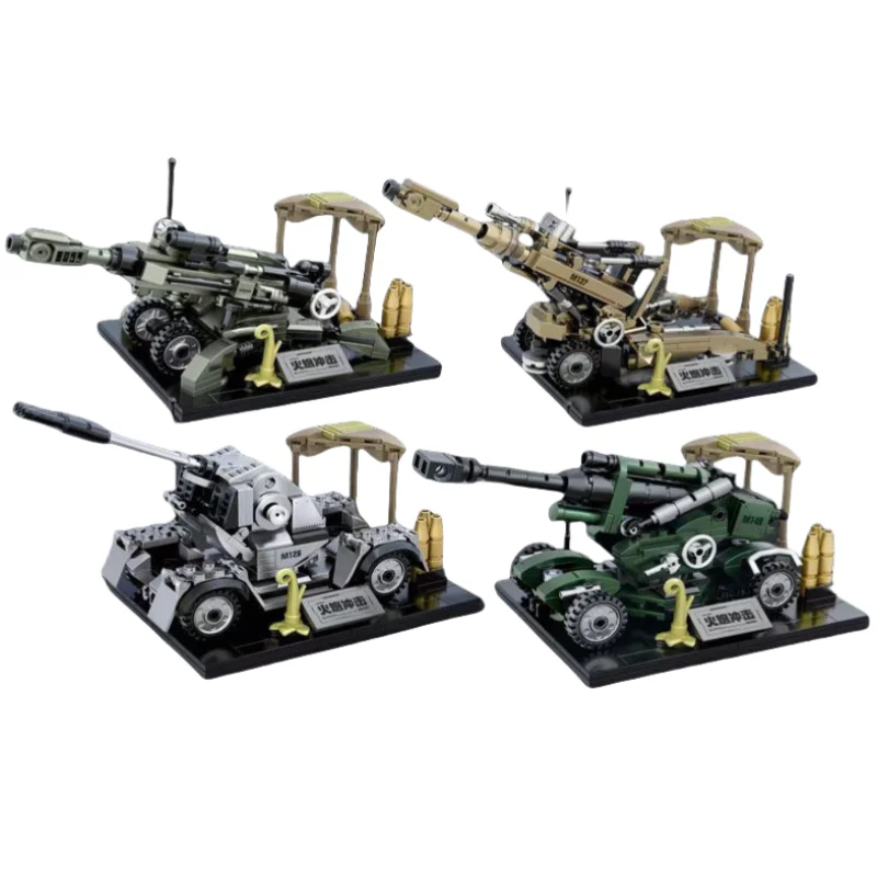 New Hardcore Military Artillery Impact Puzzle Boys Assembled DIY Toy Building Blocks Holiday Gift Hobby Collection Ornaments