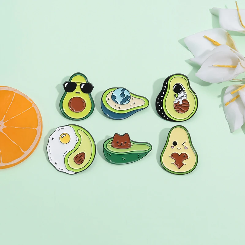 Cute Avocado Creative Enamel Pins Cartoon Funny Brooches Lapel Badge Backpack Clothes Jewelry Accessories Gift for Friends