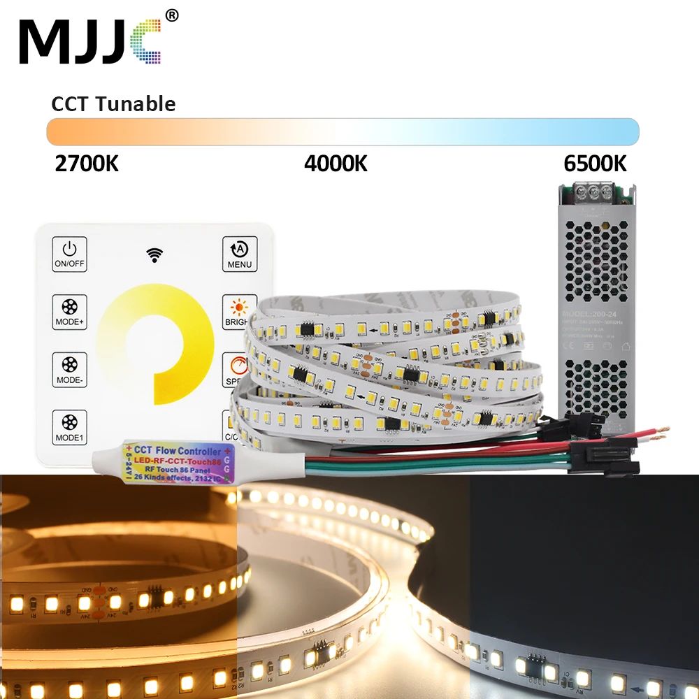 DC 24V 1903 IC Running Water Flowing LED Strip Light SMD2835 Dual White Flex Ribbon Touch Panel Control Chasing Effect Tape Lamp