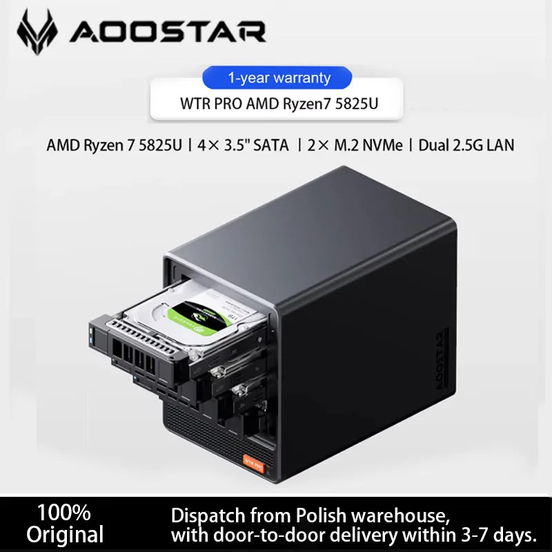 NAS AOOSTAR WTR PRO Mini PC/NAS – AMD Ryzen 7 5825U z Polski za $320.68 / ~1222zł
