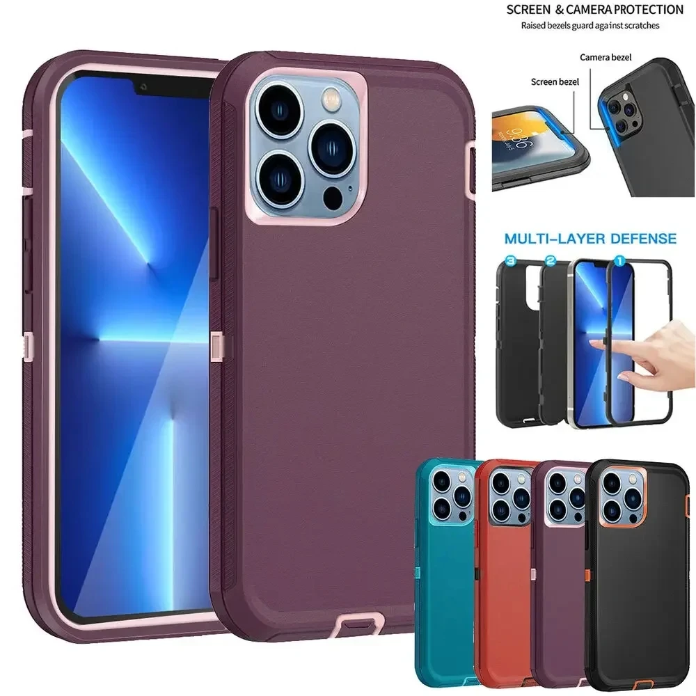 3 IN1 For iPhone 17E 16E 16 15 14 Plus 11 12 13 MINI 17 18 Pro Max  Air Heavy Duty Shockproof Armor Phone Case Coverr