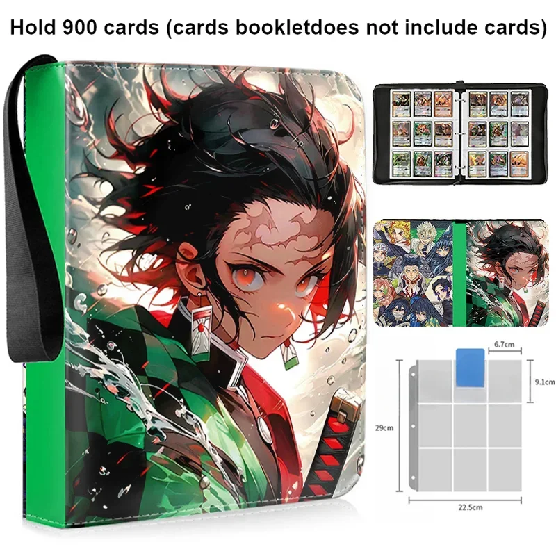 Anime Demon Slayer Cards Album Book, coleção de cartões, jogo Zipper, Binder, titular, presentes para crianças, novo, 400 pcs, 900 pcs