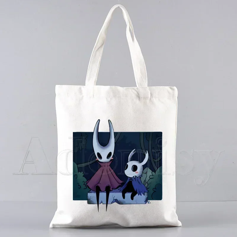 Hollow Knight canvas simple cartoon print shopping bags girls fashion life casual pacakge hand bag