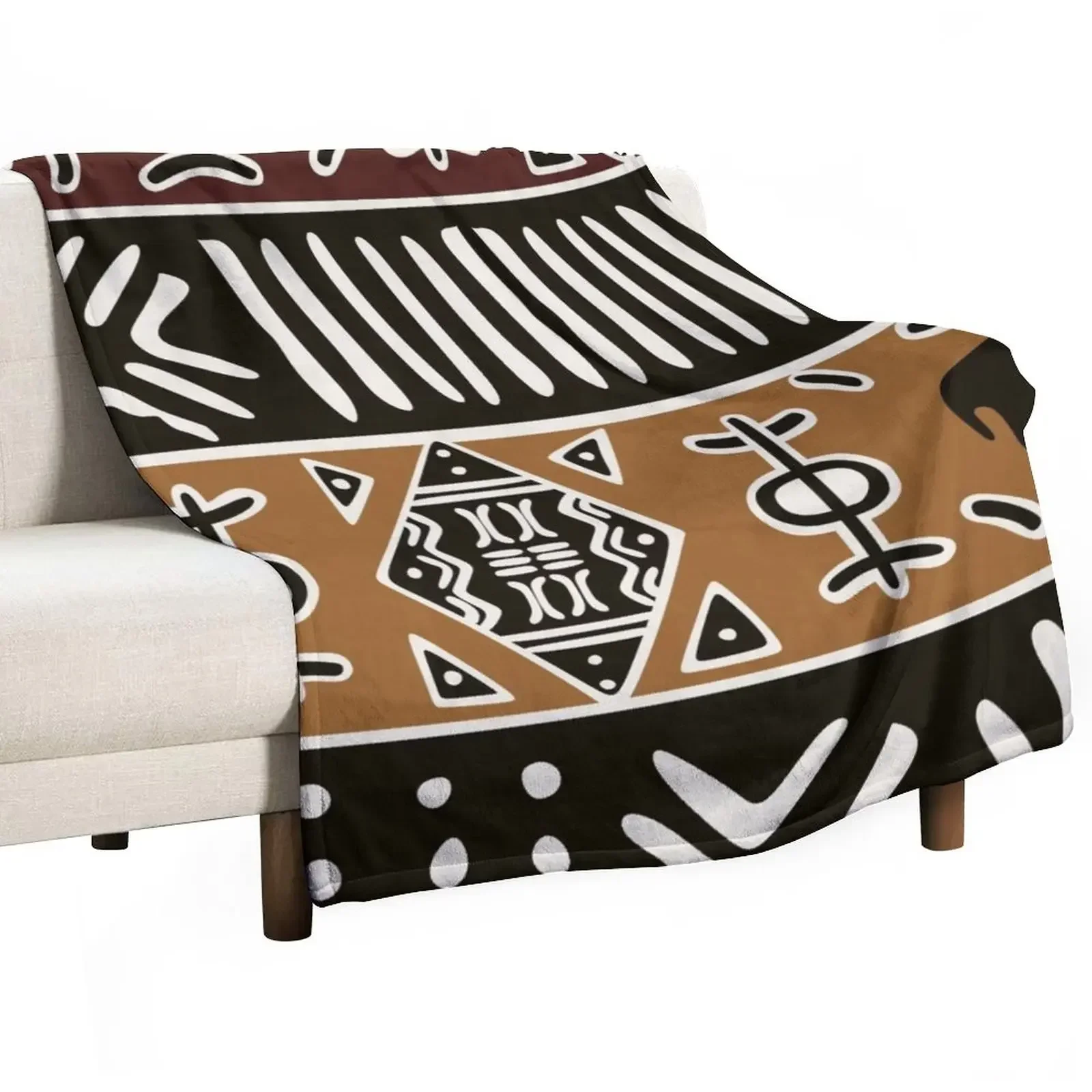 

African mud cloth with elephants Throw Blanket Quilt Fashion Sofas Multi-Purpose Blankets
