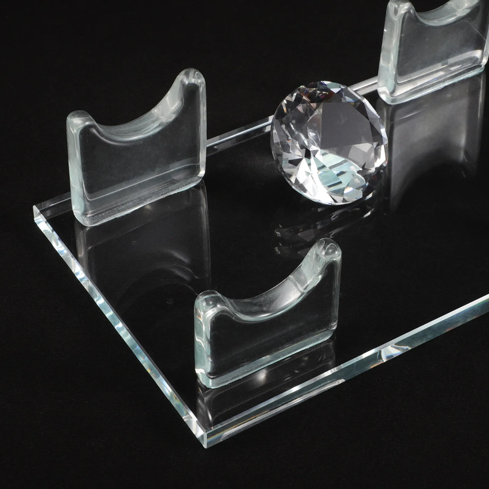 Clear Crystal Microphone Storage Holder Desktop Table Mic Organizer Holds Two Mics for Karaoke Ktv Nightclubs Home Compact