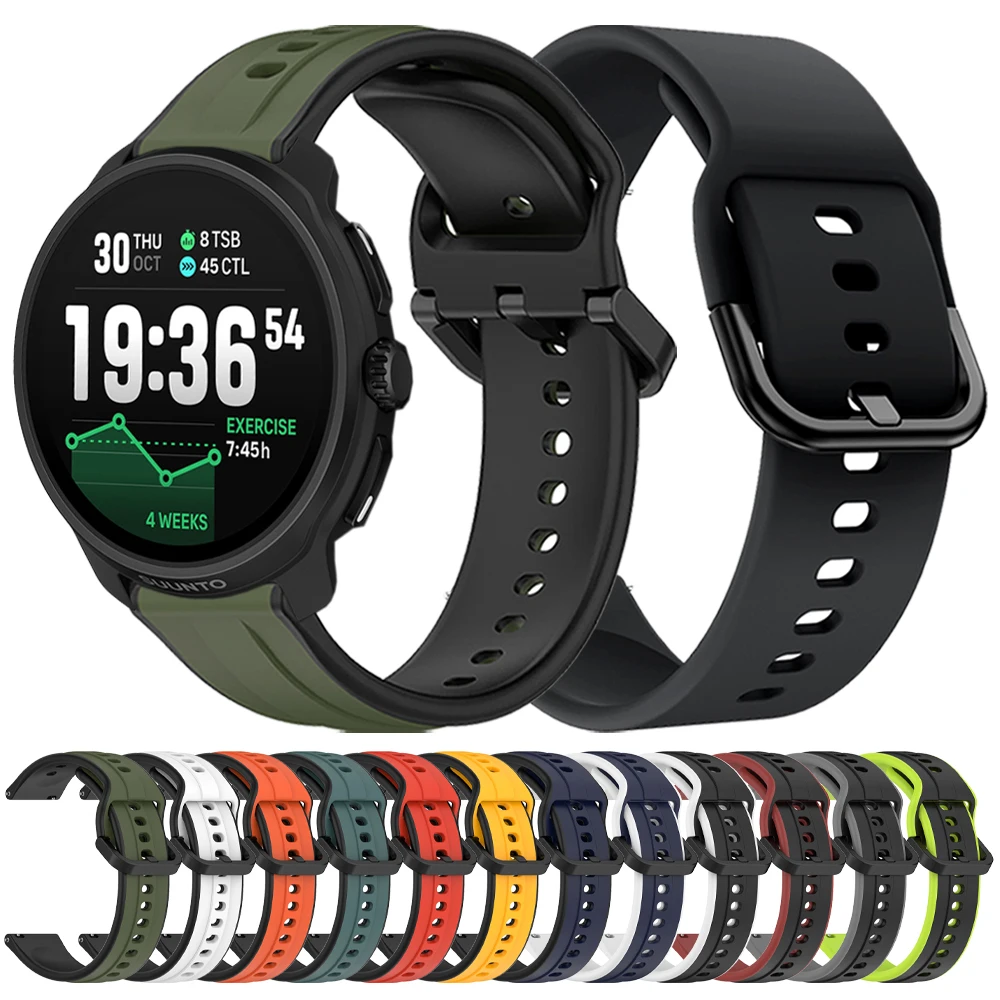 22mm 실리콘 소프트 밴드 SUUNTO 5/9 PEAK RACE S/2 RUN 교체용 스트랩 SUUNTO 9 PEAK PRO/DLC VERTICAL OCEAN 스포츠 팔찌용