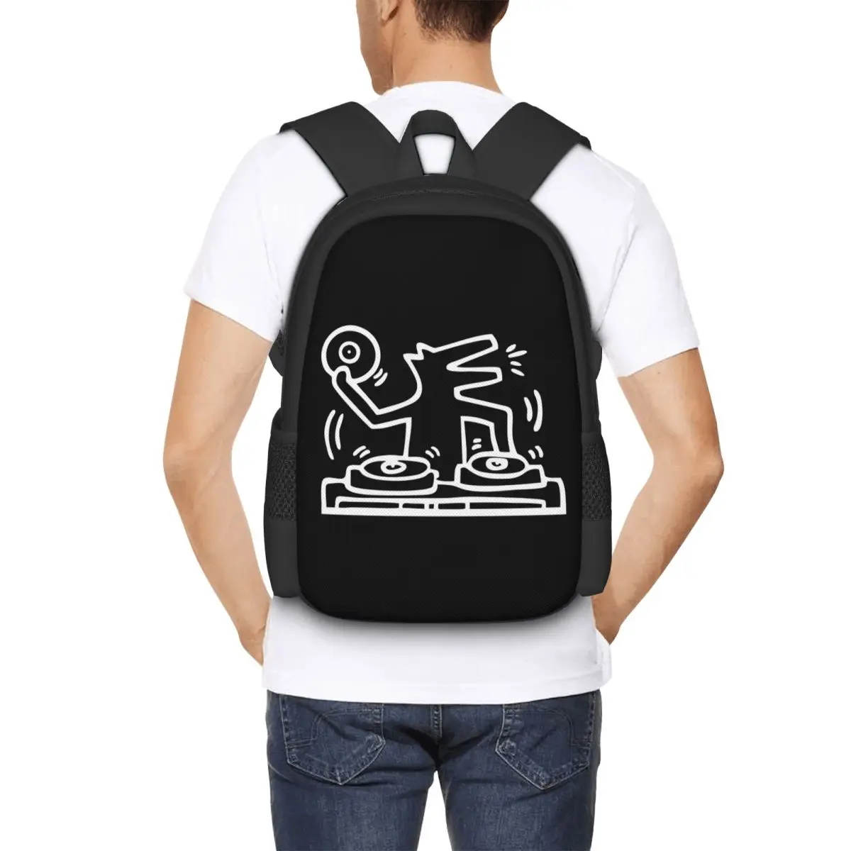Dj Dog Kieth Animal Haring White Backpack Hot Sale Daypack Large Capacity BookBag School Bag Shoulder Bags for Men Women