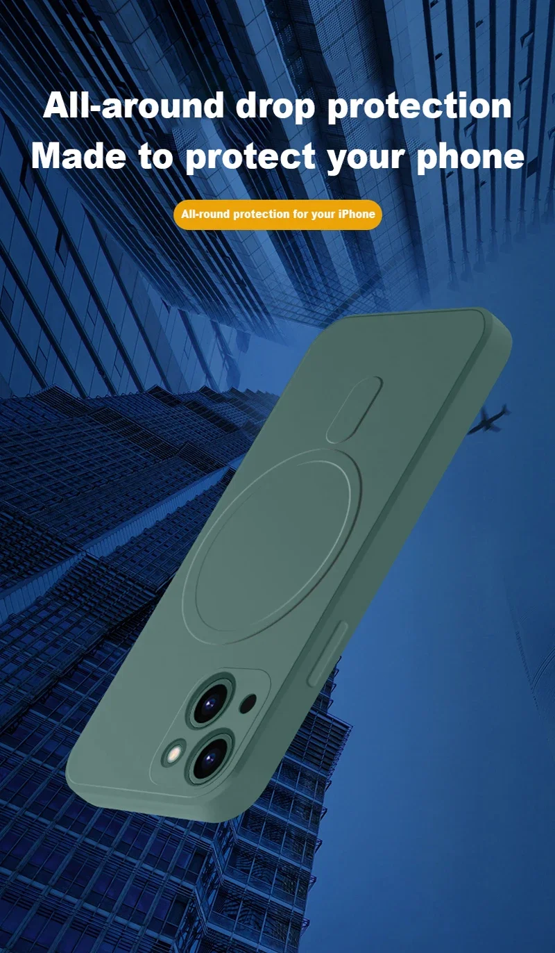 Magnetische MagSafe-Ladehülle für iPhone 17 16 14 13 12 11 15 Pro Max Mini XR XS – Weiche Flüssigsilikon-Rückabdeckung – Detail 7