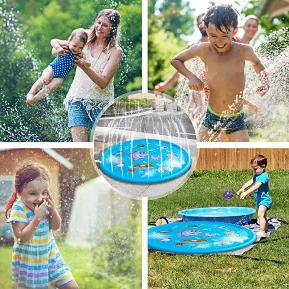 Novo PVC inflável crianças piscina golfinho 170cm spray esteira brinquedo de jogo ao ar livre
