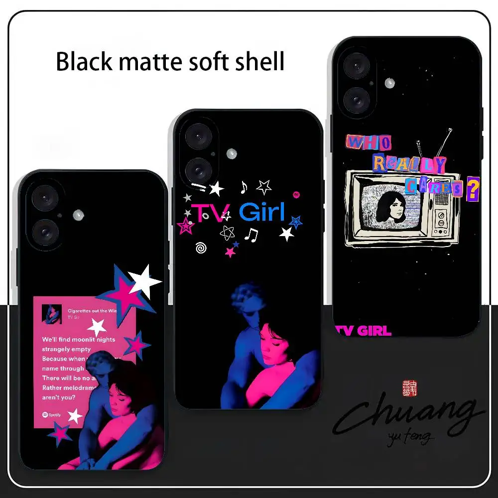 

Who Really Cares TV Girl Album Phone Case Stylish Black Matte TPU Case For 11-16. Anti-slip And Wear-resistant