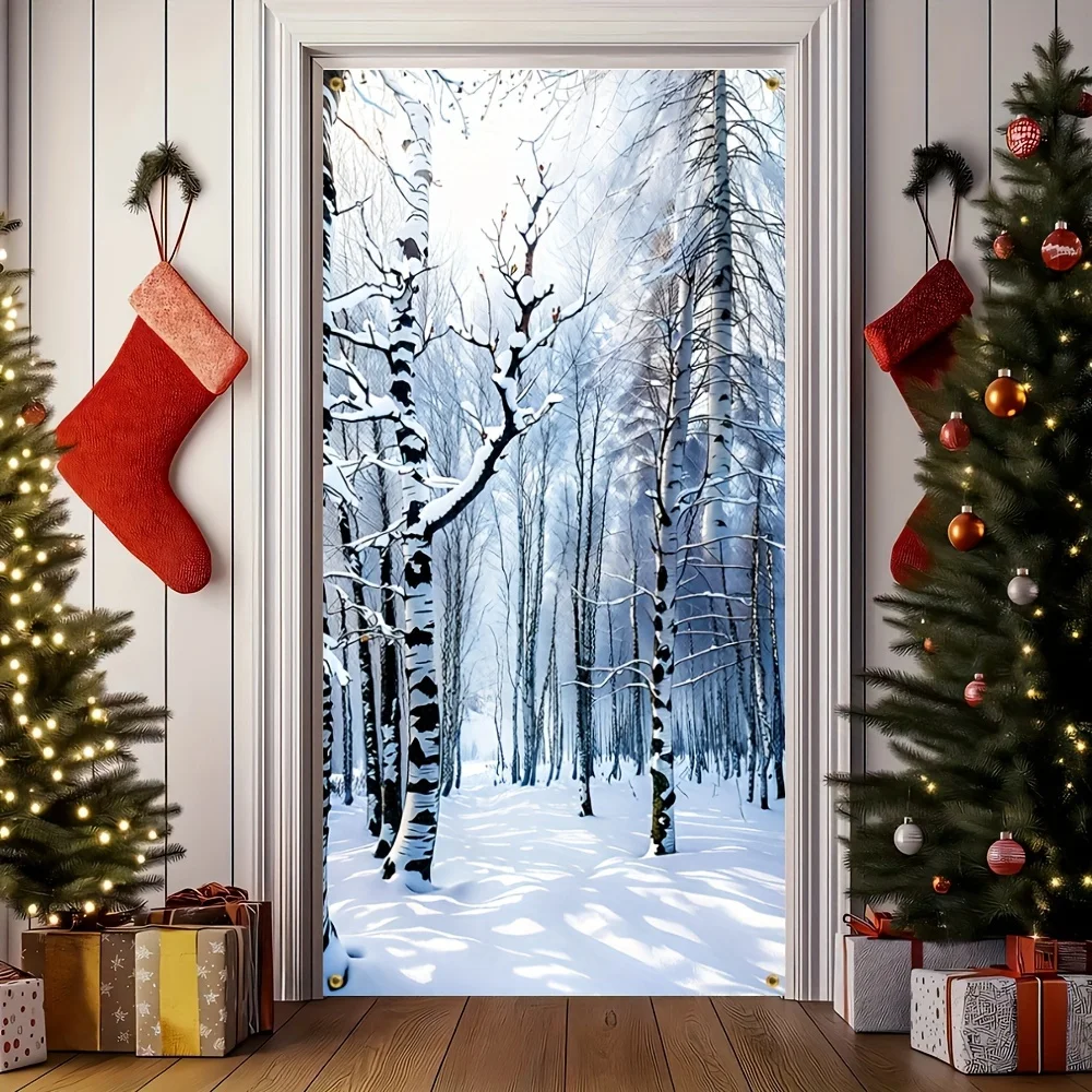 2Dflat Banner Weihnachts-Türvorhang, Türstoff Weihnachtswunder-Türflagge, strapazierfähiges Polyester