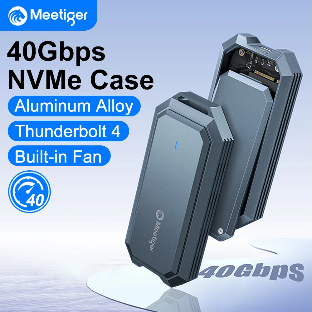 Meetiger Thunderbolt USB4 M.2 SSD Case 40Gbps SSD Adapter Aluminum M.2 NVMe Case Compatible with USB4.0 Type-C Hard Drive Case