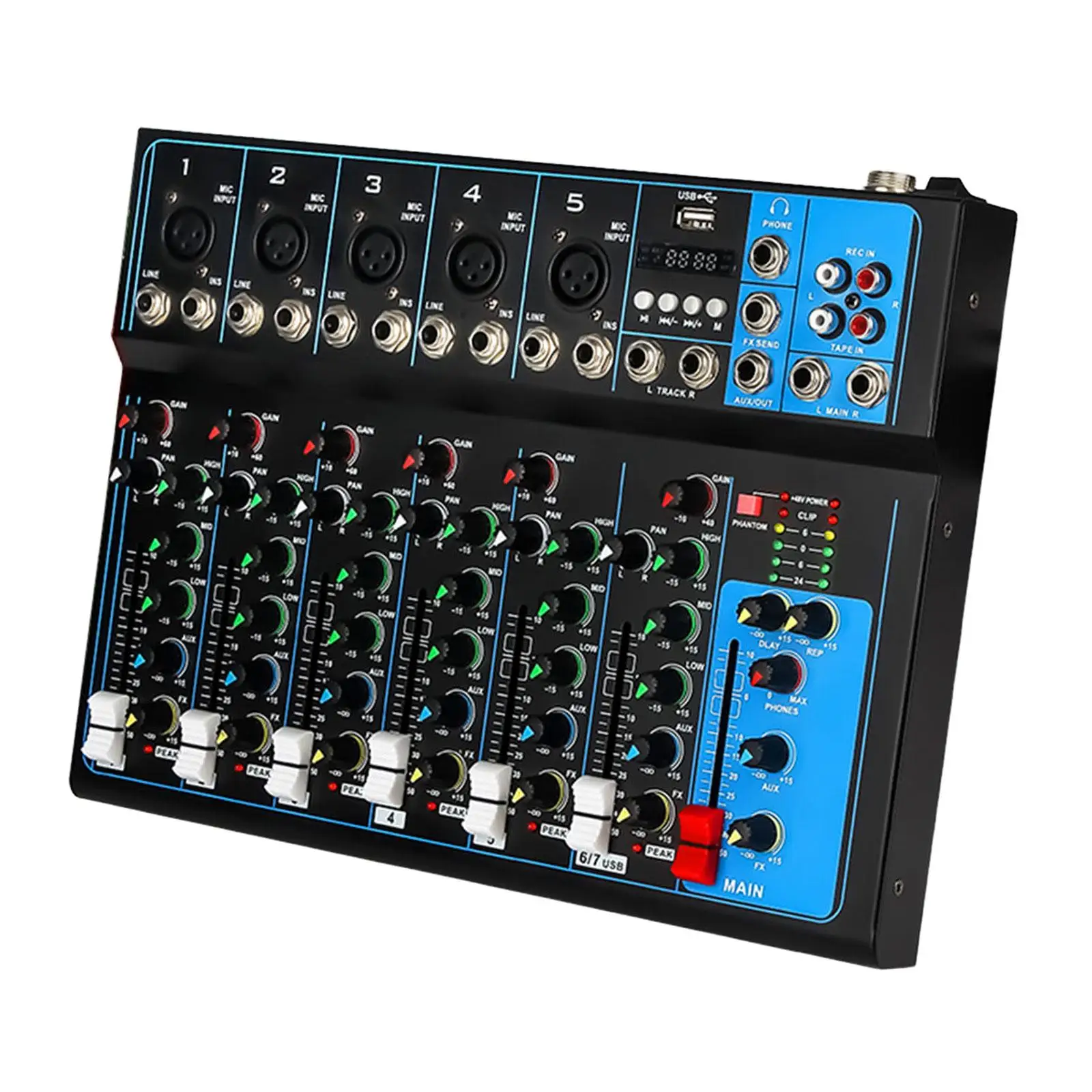 Audio Mixer Connect Microphone Computer Power Amplifier Sound Mixing Board System for Studio Recording Conference Room