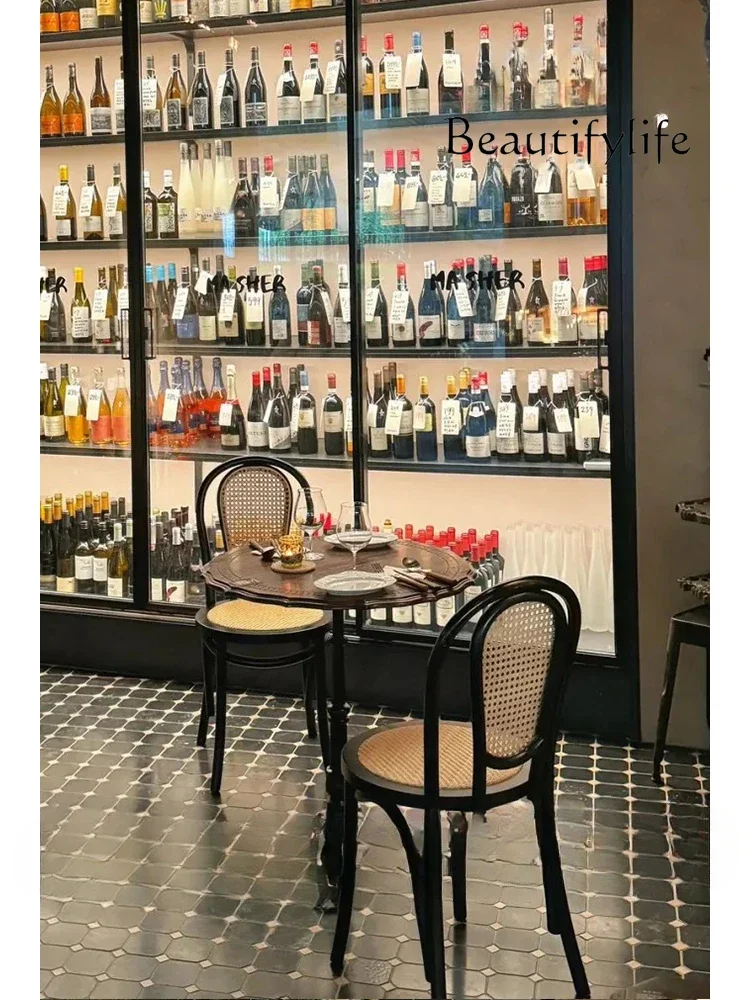 N40 combination retro solid wood dining table night cold drink dessert shop table western restaurant bar commercial table