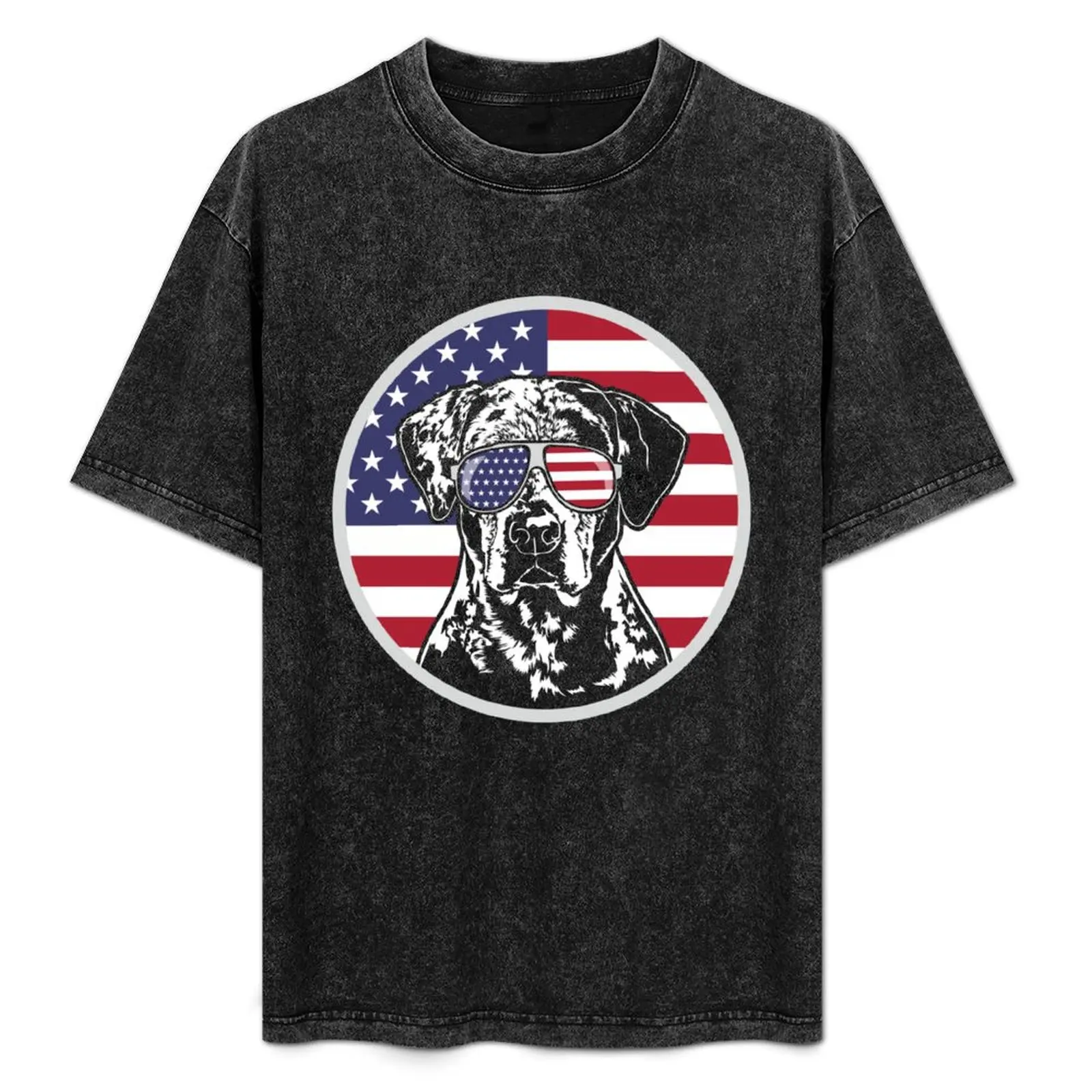 

Louisiana Catahoula Leopard Dog with America Flag Sunglasses Dog Canine Portrait T-Shirt sports fans men graphic t shirts