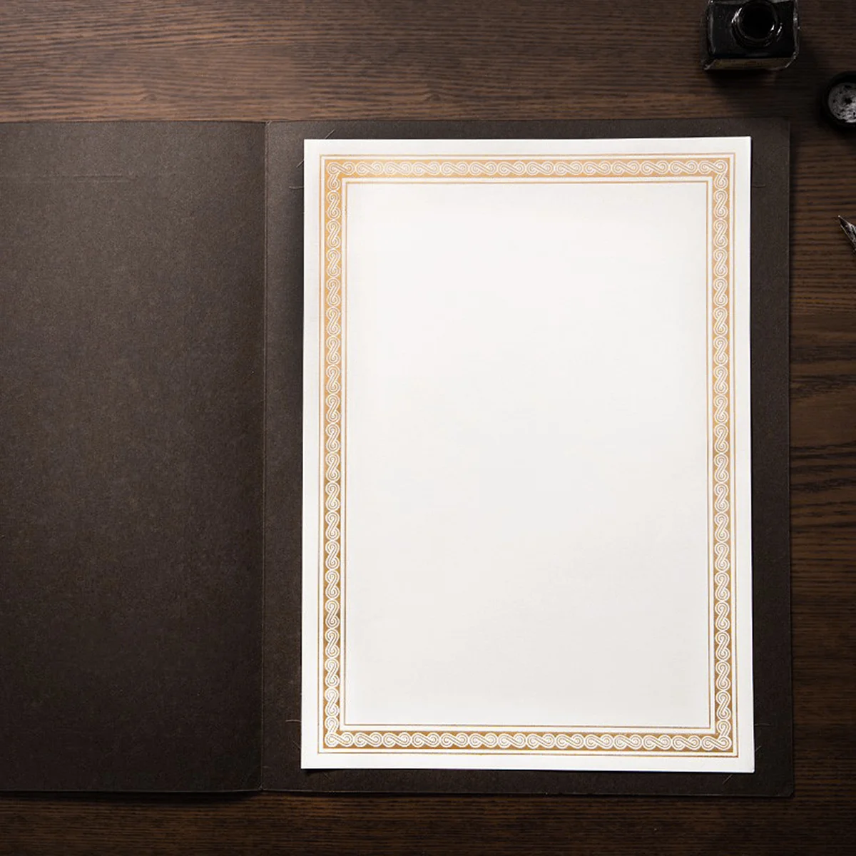 15Pcs Certificate Paper Gold Border A4 Metallic Hot Stamping Compatible Printers Personalized Awards Graduation Ceremony