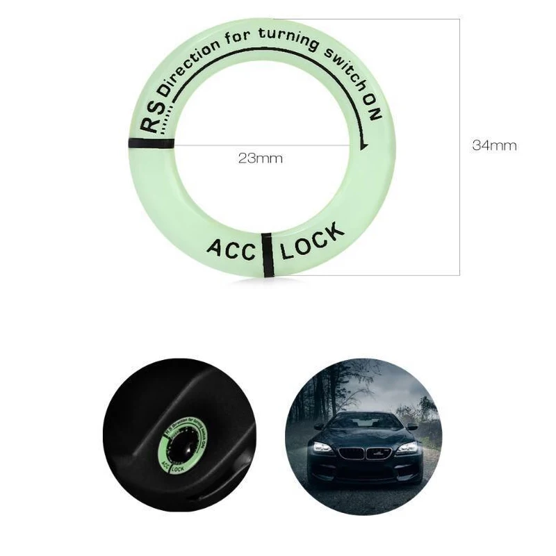 Luminous Car Fluorescent Ignition 3D Sticker Switch Circle Auto Motorcycle Styling Night Glowing Ring Stickers Decoration