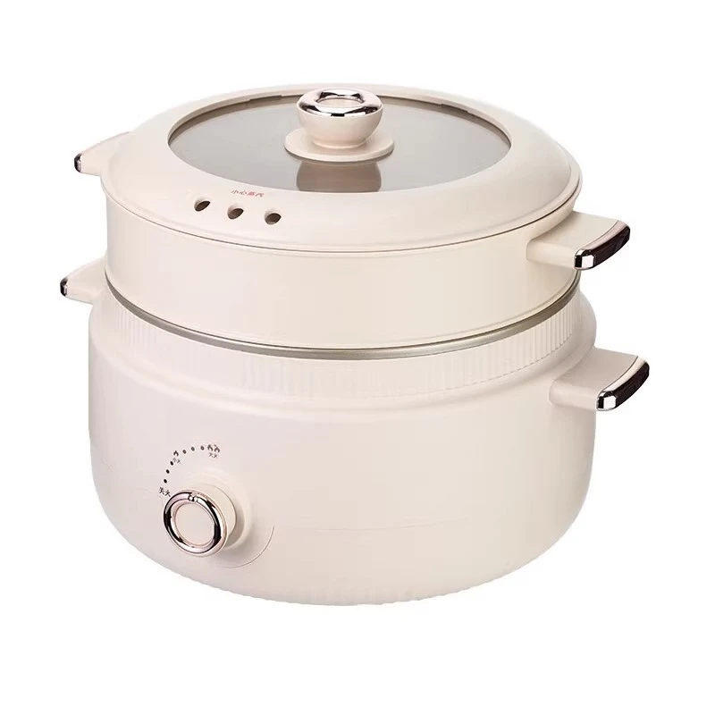 

Electric hotpot with steamer, top steaming and bottom boiling, 4L non stick inner pot, two levels of firepower