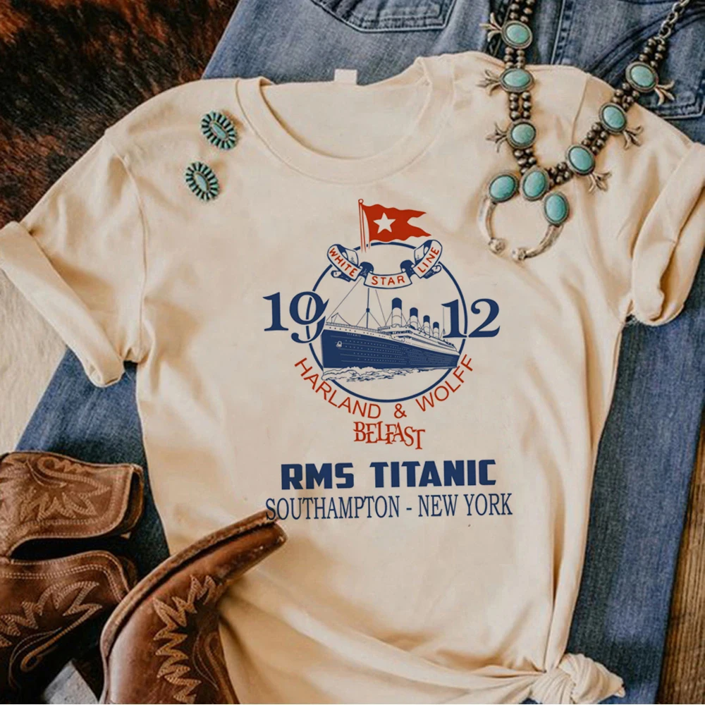 Titanic t shirt women anime Y2K funny Tee girl Japanese graphic designer clothing