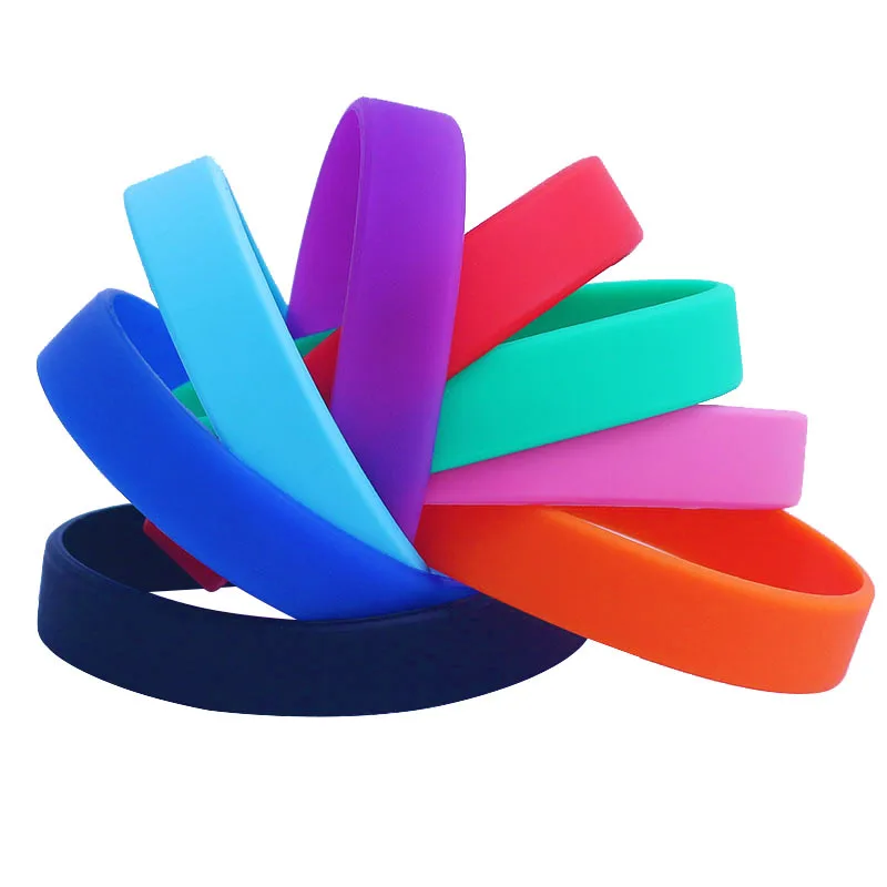 1pc Solid Color Silicone Rubber Wristband For Women Men Flexible Wrist Band Cuff Bracelet Sports Bangle