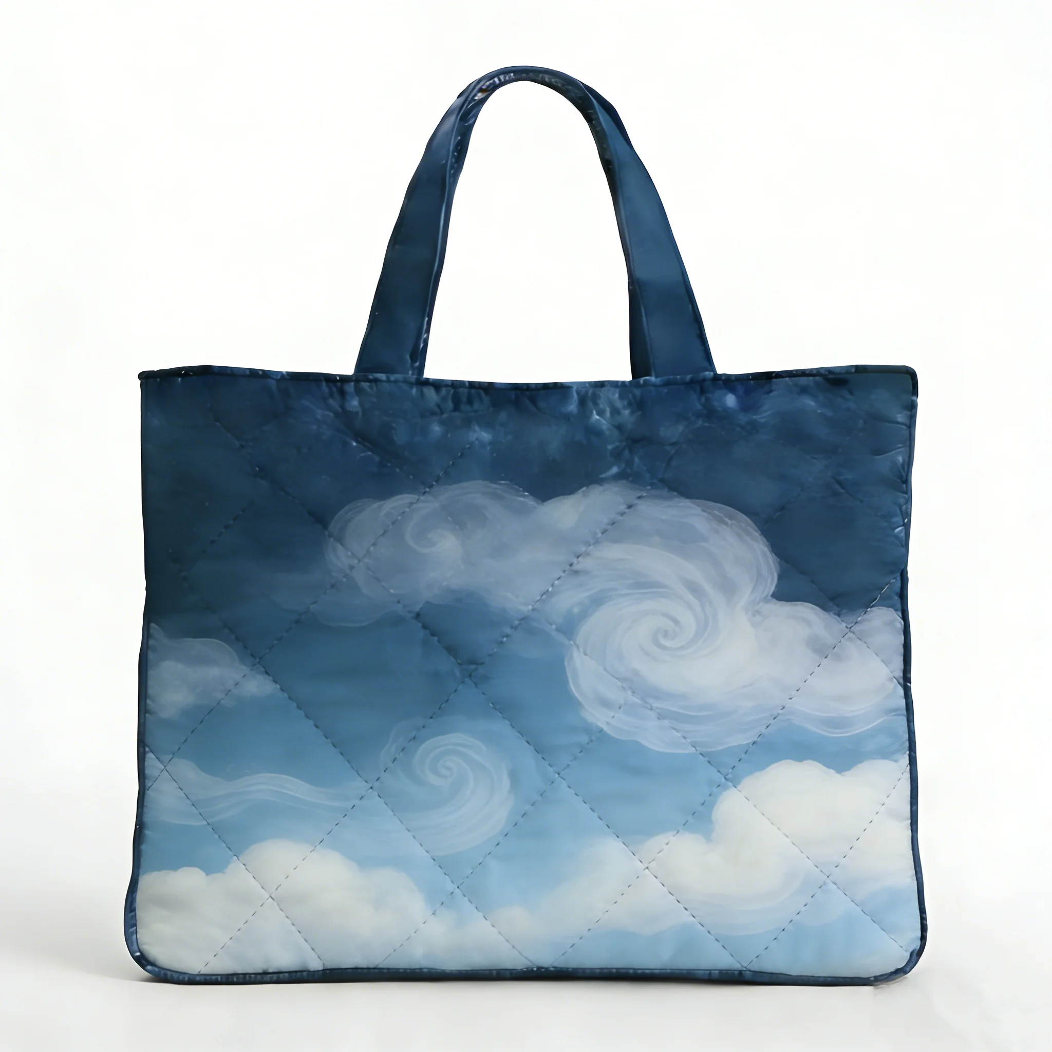 Blue Sky And White Clouds Printing Handbag Patchwork Valley Quilted Tote Women's Casual Shoulder Bag Daily Shopping