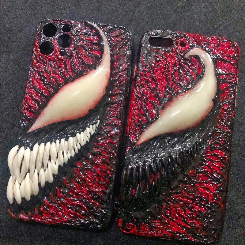 4152 Original 3D hecho a mano luminoso teléfono móvil Venom Massacre estilo oscuro funda para teléfono móvil personalizado regalo de Navidad y Halloween