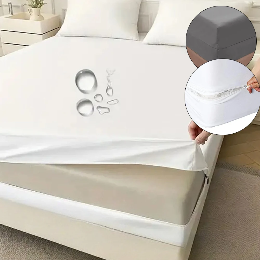 

Zipper Dust-proof Fitted Sheet Fully Enclosed Waterproof Mattress Covers for Double Beds Twin Full Queen King 매트리스 Drap Housse