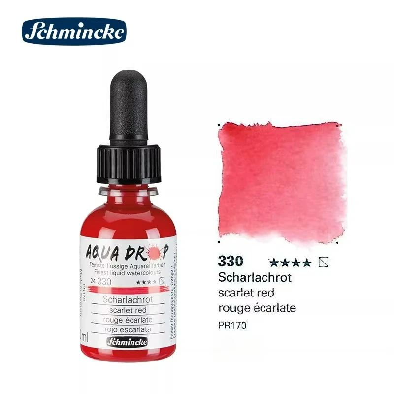 Duitsland Schmincke-AQUA DROP, vloeibare aquarelverf op pigmentbasis, 30 ml pipetfles, voor aquarelverf, stedelijke schetsen, lichtbestendig