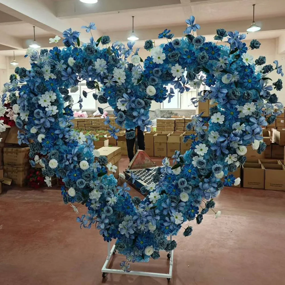5D Luxe Witte Rozen Hartvormige Boog Kunstbloemen Achtergrond Romantische Bruiloft Feestdecoratie Raamdecoratie Arrangement