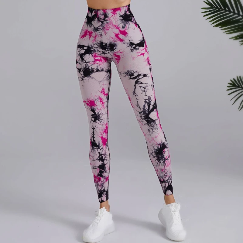 Seamless Tie Dye Leggings Yoga Tight Pants Women\'s Push UpTie Float High Waist bubble butt Lifting Hip Sports Fitness Pants