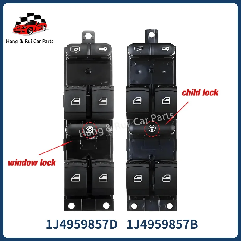 

1J4959857B 1J4959857C For VW Passat Golf 4 Jetta MK4 Seat Toledo Leon , Skoda,Power Window Lifter Master Control Switch Button