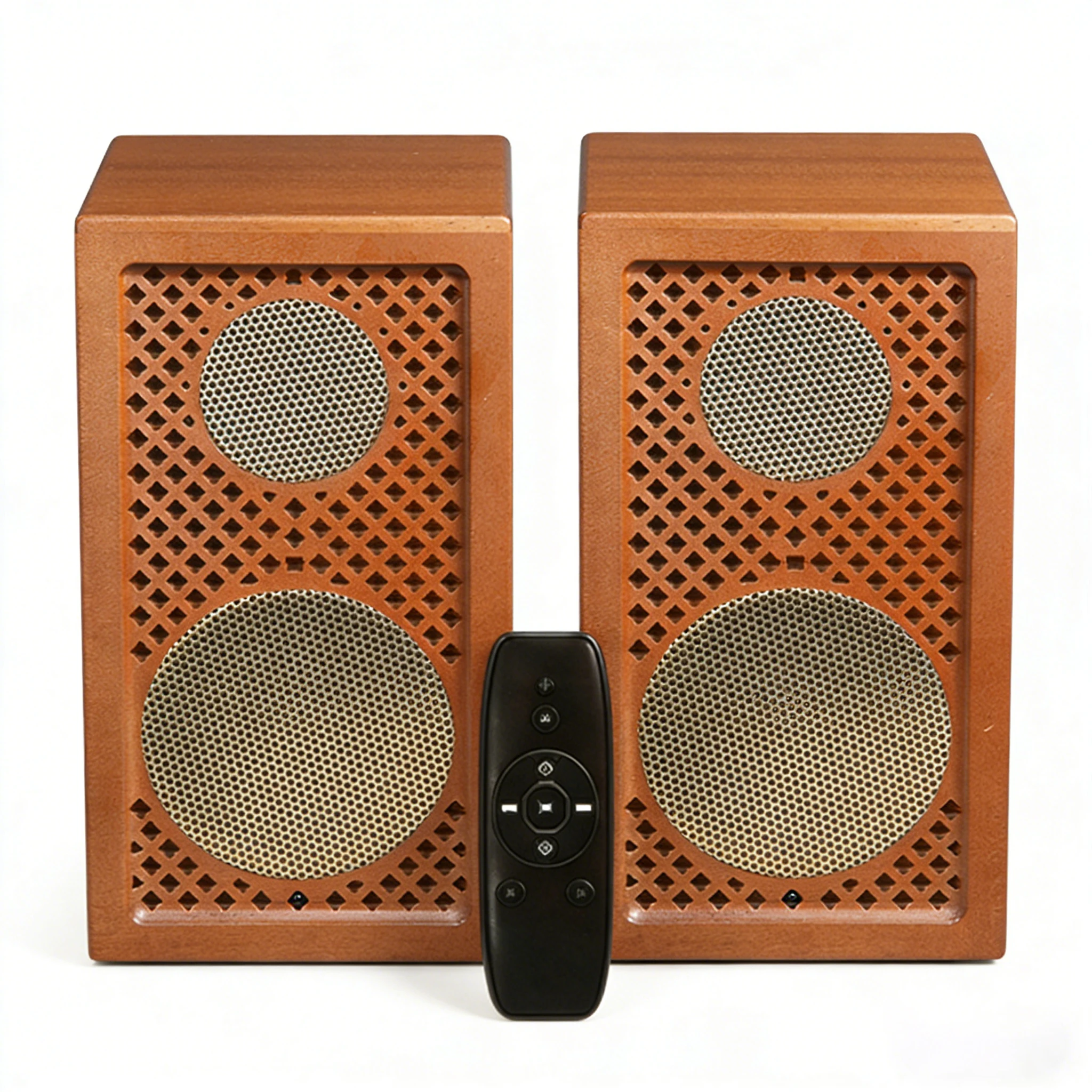 Wooden Retro Bookshelf Speakers 70W Wireless Bluetooth Home Audio System Support Karaoke