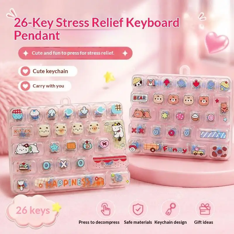 26-Gitter-Tastenkappen-Clicker Anti-Stress-Fidget-Schlüsselanhänger Mini-Schreibtisch-Dekompressionsknopf für den Einsatz zu Hause, im Büro oder auf Partys – Detail 7