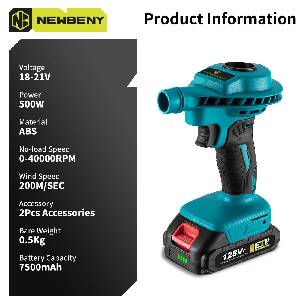 NEWBENY 2 IN 1 Cordless Air Dust Machine Rechargeable Vacuum Clean Inflator Computer Cleaning Power Tool For Makita Battery Pin