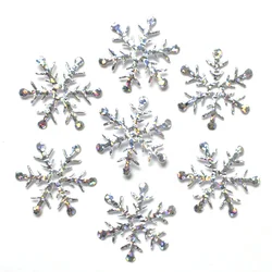 80Pcs 25mm Silver Snowflake Laser Cloth Appliques Wedding/Party/Wreath/Christmas Decoration Craft DIY Akcesoria