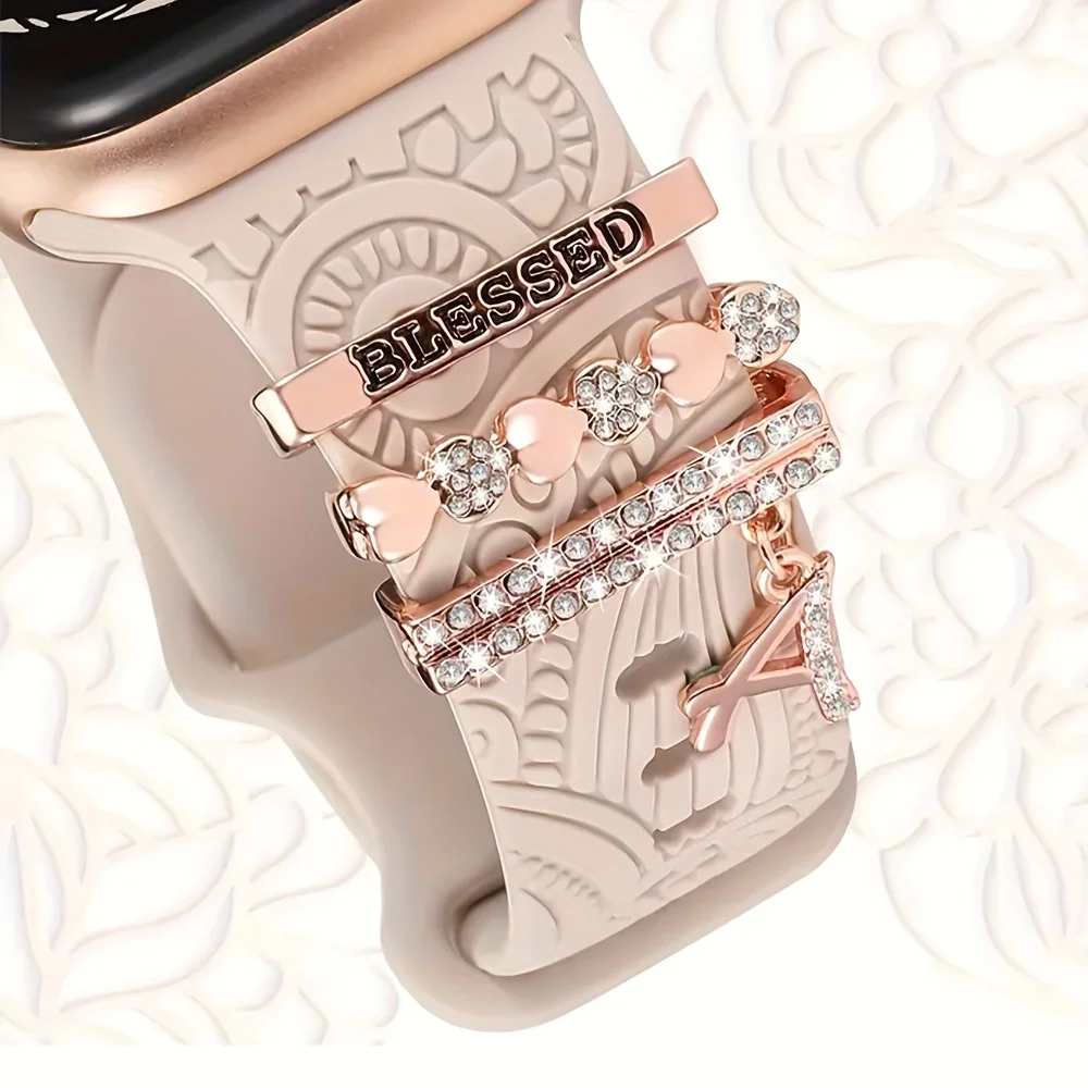 1 set of fashionable letter element design smart watch accessories, suitable for decorating multiple smart watch straps