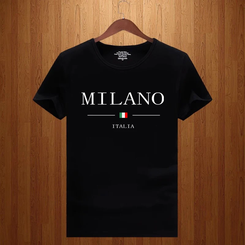 2023 Men's Summer Milano Letters Print Y2k T-shirt Man Short Sleeved Luxury Tees Clothing Loose Pure Cotton Soft Tops