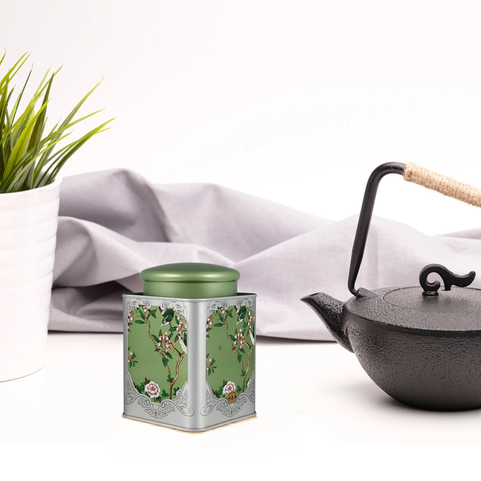 

Sealing Tea Canister Tinplate Cans Square Sealed Candies Boxes Snacks Storage Set Jewelry Packaging Loose Airtight Container